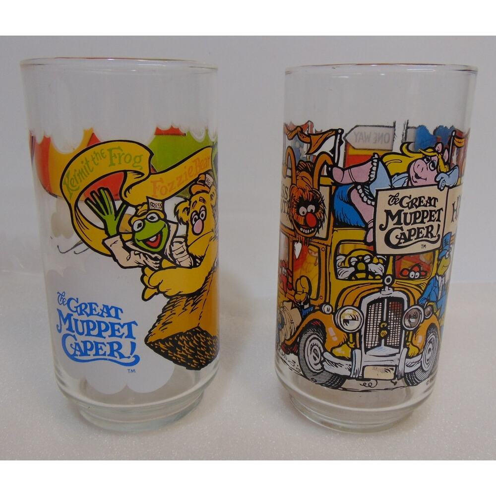 VTG 1981 McDonald's The Great Muppet Caper Glasses Henson Associates Set Of 2